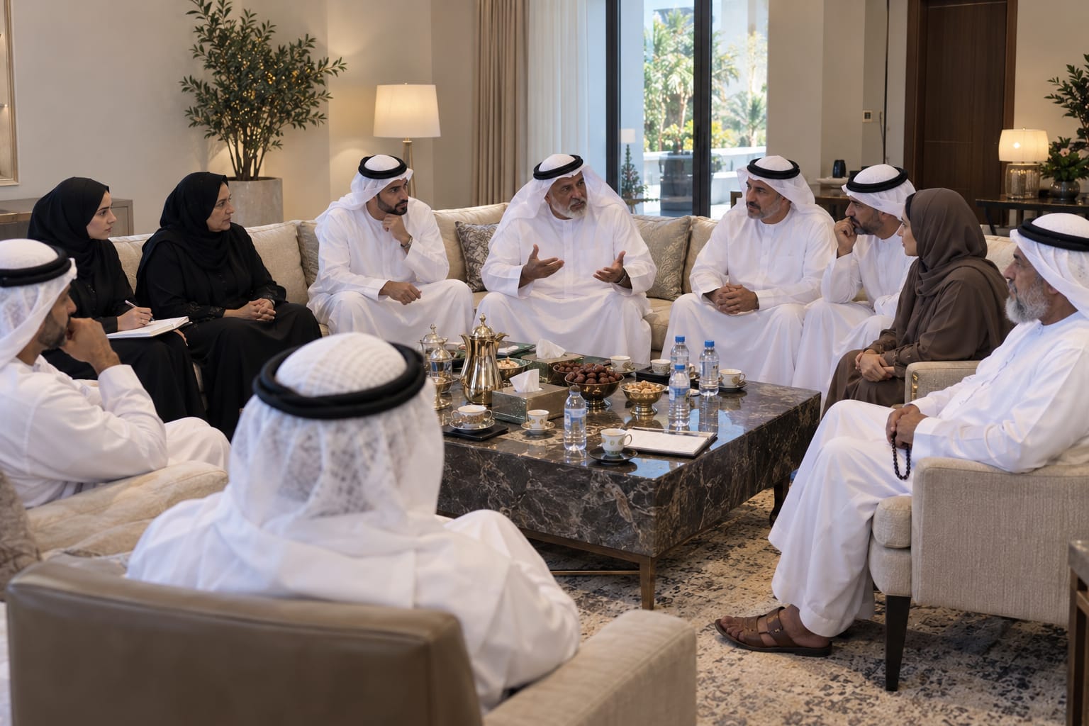 Men in traditional Middle Eastern attire in conversation